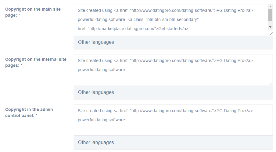 PG Dating Pro: Built-in copyright editor for your dating site