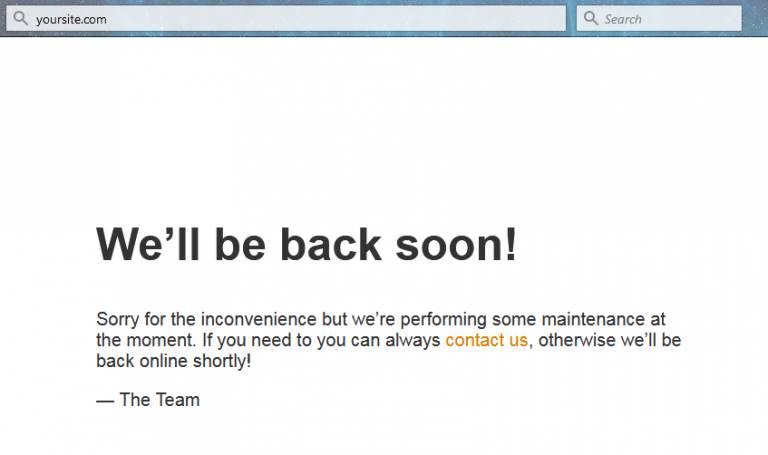 How can I put my website under maintenance?