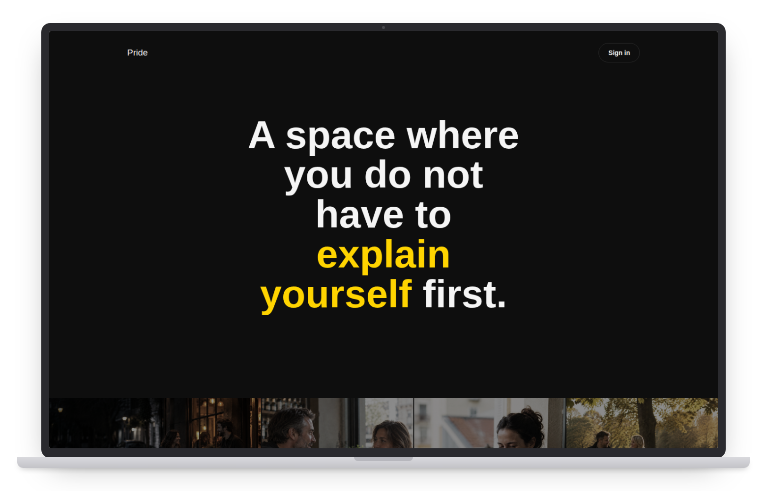 Pride dating website template on desktop